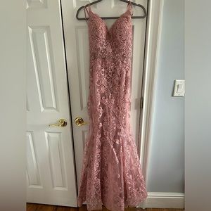 Mori Lee Blush Prom Mermaid Dress Lace